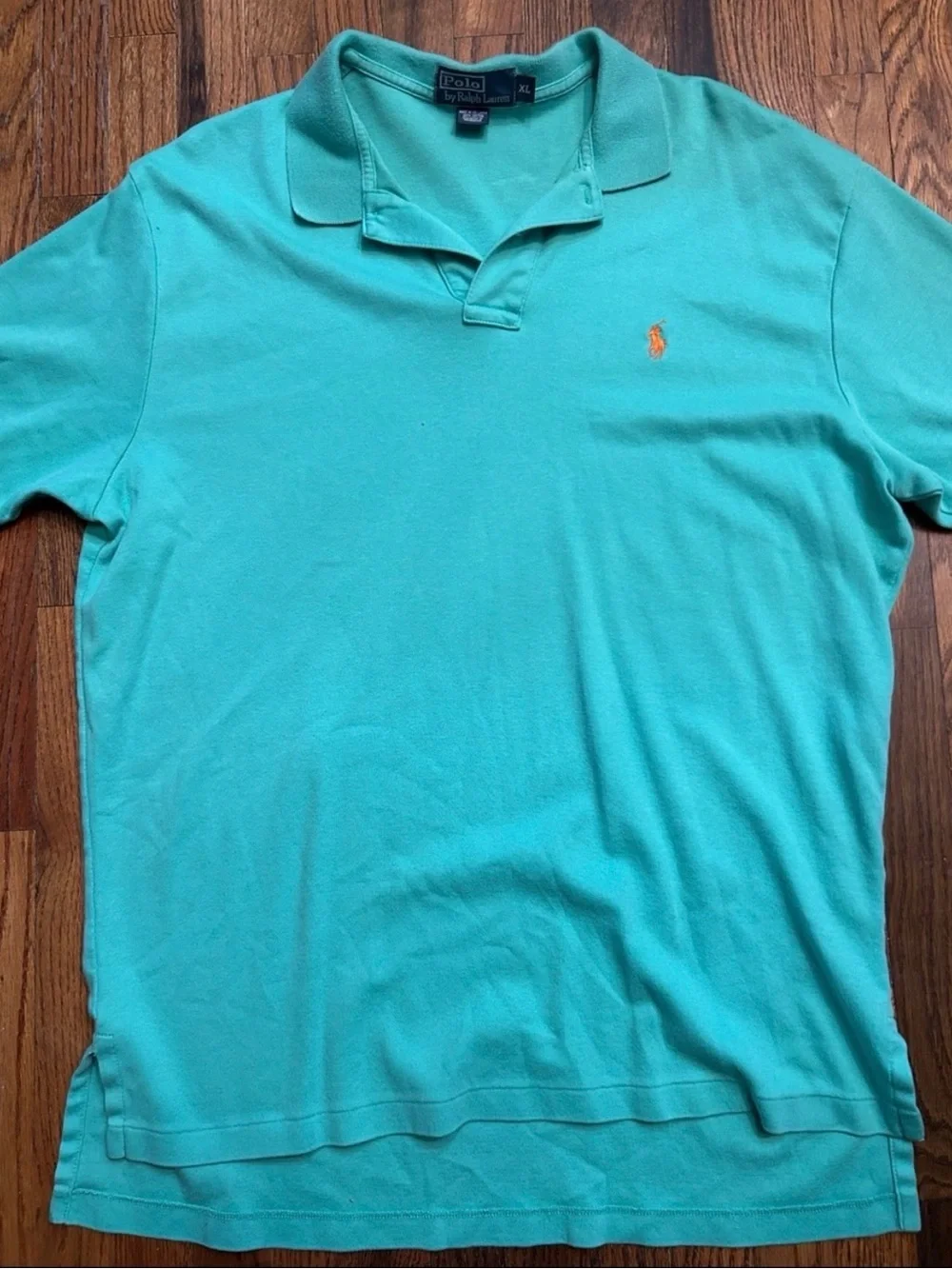 Ralph Lauren Men's Aqua Polo with Orange Pony